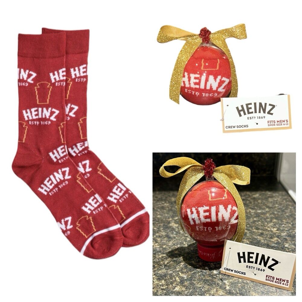 Heinz 1 Pair Crew Socks In A Christmas Ornament Size 6-12